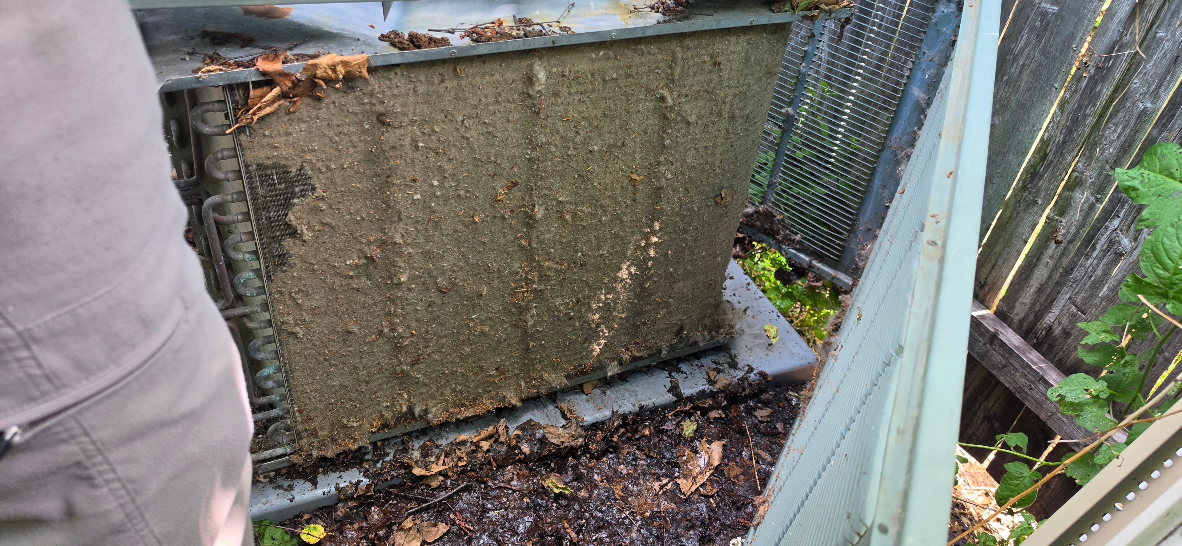 Severely clogged coils with debris